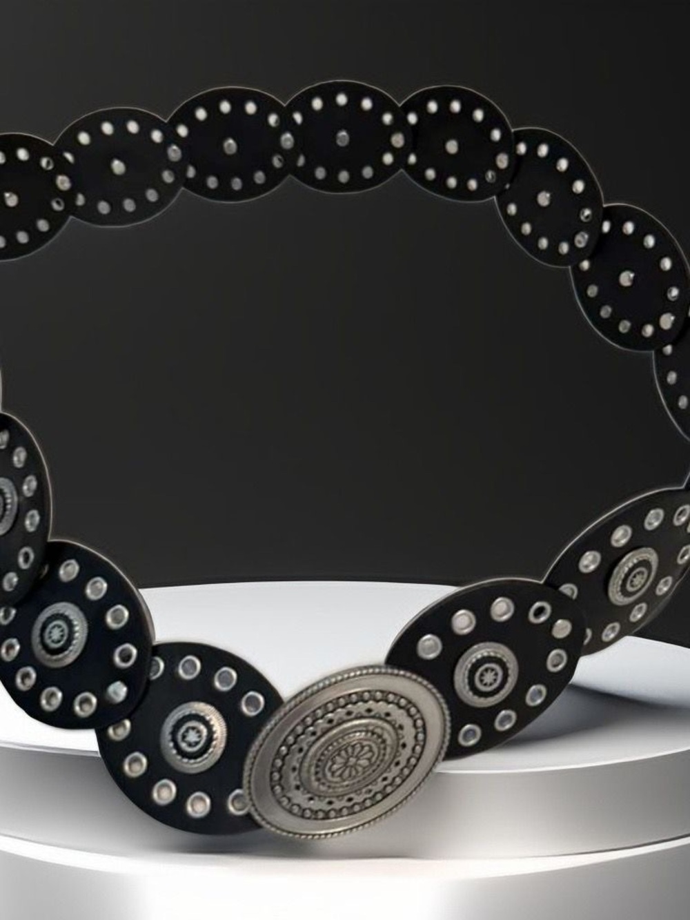 Black Round Medallion Statement Belt
